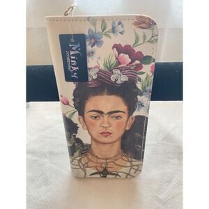 Minky Accessories Frida Wallet Woman White Flower Butterfly Bird Zipper